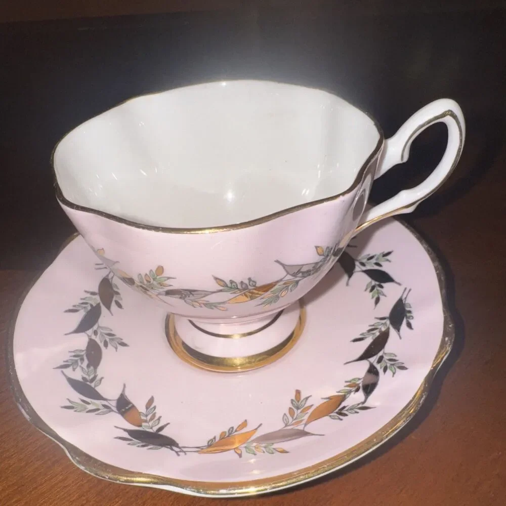 Salisbury Bone China Teacup & Saucer  Multicolor Floral England 2292